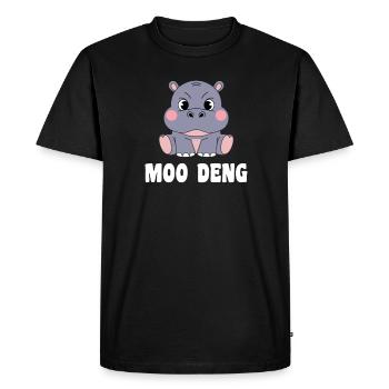 Moo Deng hippopotame Illustration drôle - T-shirt Premium bio Homme - noir - Devant - Nico (187cm)