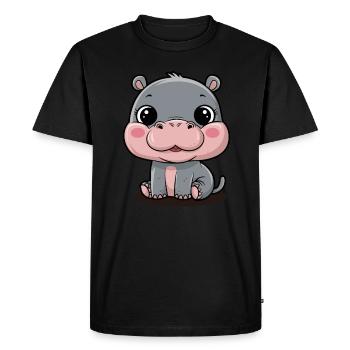 Mignon motif hippopotame Moo Deng pour enfants - T-shirt Premium bio Homme - noir - Devant - Nico (187cm)