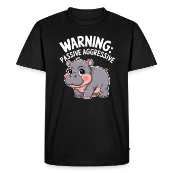Moo Deng Attention : Passif Agressif - T-shirt Premium bio Homme - noir - Devant - Nico (187cm)