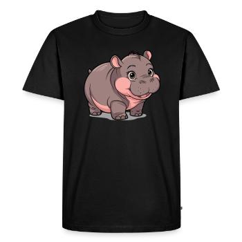 Moo Deng Nilpferd Hippopotame - T-shirt Premium bio Homme - noir - Devant - Nico (187cm)