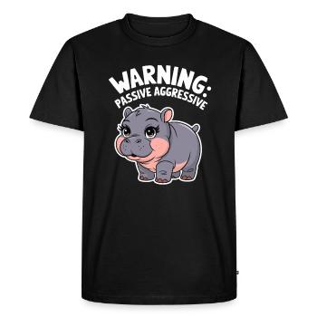 Moo Deng Hippo : Méfiez-vous, Passif-Agressif - T-shirt Premium bio Homme - noir - Devant - Nico (187cm)