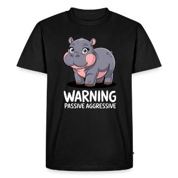 Moo Deng Avertissement Hippopotame passif agressif - T-shirt Premium bio Homme - noir - Devant - Nico (187cm)