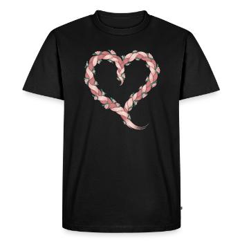 Cable Knit Heart Cable Knit Floral - Men's Premium Organic T-Shirt - black - Front - Nico (187cm)
