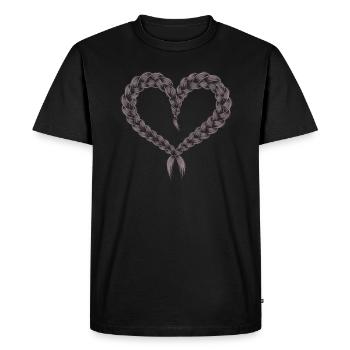 Cable Knit Heart Cable Knit Frame - Men's Premium Organic T-Shirt - black - Front - Nico (187cm)