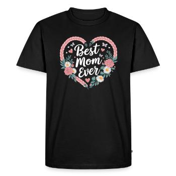 Meilleure maman Meilleure maman de tous les temps Tresse florale de coeur - T-shirt Premium bio Homme - noir - Devant - Nico (187cm)