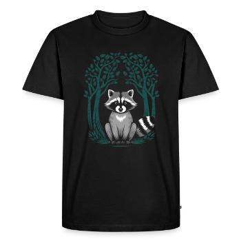 Illustration de chien raton laveur de style cottagecore - T-shirt Premium bio Homme - noir - Devant - Nico (187cm)