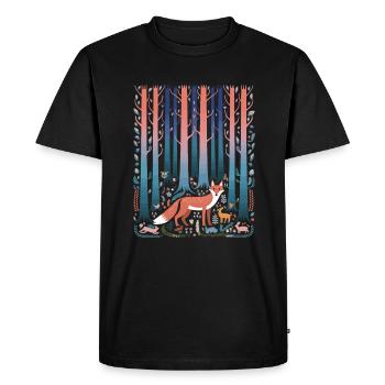 Forest Fox Fairytale Cottagecore - Men's Premium Organic T-Shirt - black - Front - Nico (187cm)