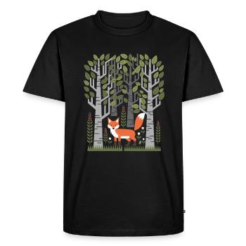 Cottagecore Woodland Fox with Flowers - Men's Premium Organic T-Shirt - black - Front - Nico (187cm)