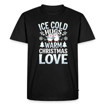 Penguin Christmas Icy Cold Hugs Warmth - Men's Premium Organic T-Shirt - black - Front - Nico (187cm)