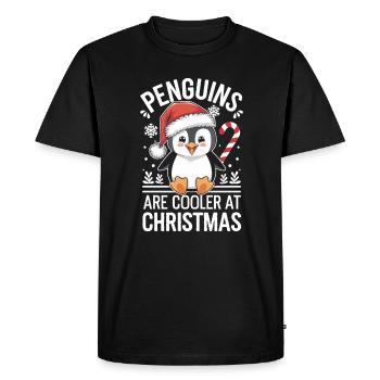 Penguins Are Cooler At Christmas - Penguin - Men's Premium Organic T-Shirt - black - Front - Nico (187cm)