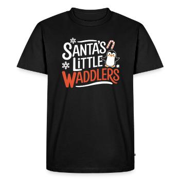 Santa's Little Waddle Kids Christmas Penguin - Men's Premium Organic T-Shirt - black - Front - Nico (187cm)