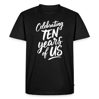 Célébration de nos dix ans - 10e anniversaire de mariage - T-shirt Premium bio Homme - noir - Devant - Nico (187cm)