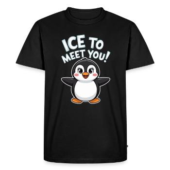 Jeu de mots pingouin mignon - T-shirt Premium bio Homme - noir - Devant - Nico (187cm)