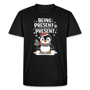 Being present is a gift - Men's Premium Organic T-Shirt - black - Front - Nico (187cm)