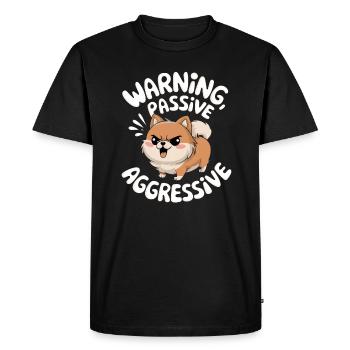 Warning Passive Aggressive Shiba Inu Illustration - Men's Premium Organic T-Shirt - black - Front - Nico (187cm)