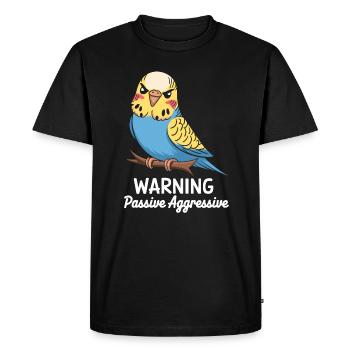 Avertissement Passif Agressif Perruche Comic - T-shirt Premium bio Homme - noir - Devant - Nico (187cm)