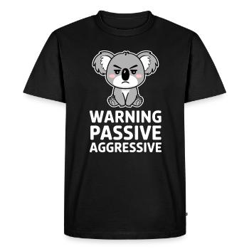Warning Passive Aggressive Koala Humor - Men's Premium Organic T-Shirt - black - Front - Nico (187cm)