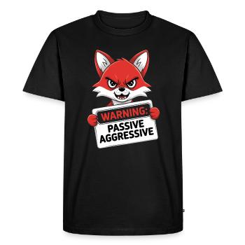 Warning: Passive Aggressive Fox Cartoon - Men's Premium Organic T-Shirt - black - Front - Nico (187cm)