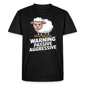 Attention Mouton Passif Agressif - T-shirt Premium bio Homme - noir - Devant - Nico (187cm)