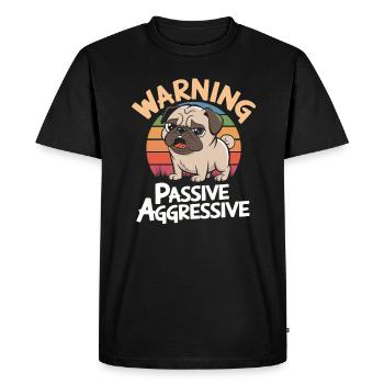 Caution: Passive Aggressive Pug Retro Style - Men's Premium Organic T-Shirt - black - Front - Nico (187cm)