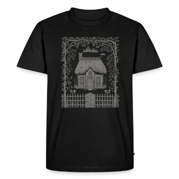 Maison de conte de fées Cottagecore sombre dans les bois - T-shirt Premium bio Homme - noir - Devant - Nico (187cm)