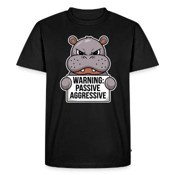 Warning: Passive Aggressive Hippopotamus - Men's Premium Organic T-Shirt - black - Front - Nico (187cm)