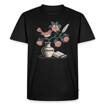 Cottagecore Bird and Flower Magic - Men's Premium Organic T-Shirt - black - Front - Nico (187cm)