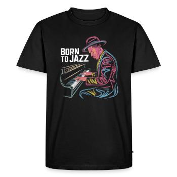 Born To Jazz: Masterful Piano Art - Men's Premium Organic T-Shirt - black - Front - Nico (187cm)