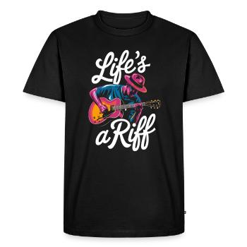 Jazz : Life’s A riff avec guitare - T-shirt Premium bio Homme - noir - Devant - Nico (187cm)