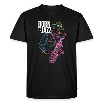 Né pour le jazz et les mélodies de saxophone - T-shirt Premium bio Homme - noir - Devant - Nico (187cm)