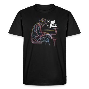 Né pour le jazz avec des musiciens au piano - T-shirt Premium bio Homme - noir - Devant - Nico (187cm)