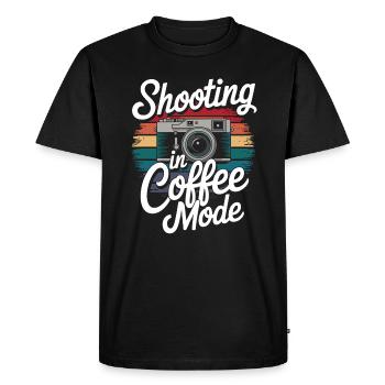 Photographe en mode café, prise de vue - T-shirt Premium bio Homme - noir - Devant - Nico (187cm)