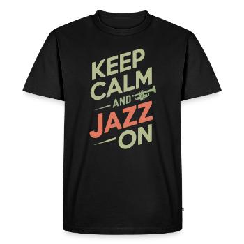 Restez calme et jazzez - T-shirt Premium bio Homme - noir - Devant - Nico (187cm)