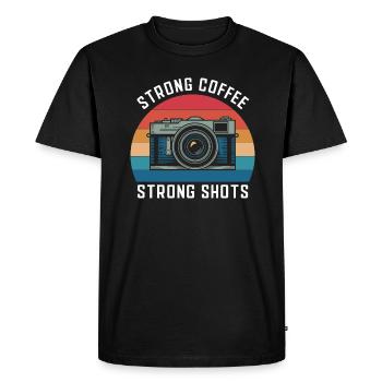 Photographe Café fort Prises de vue fortes Appareil photo - T-shirt Premium bio Homme - noir - Devant - Nico (187cm)
