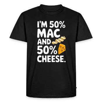 Je suis 50% macaroni et 50% drôle au fromage - T-shirt Premium bio Homme - noir - Devant - Nico (187cm)