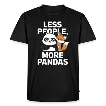 Moins de gens, plus de pandas - T-shirt Premium bio Homme - noir - Devant - Nico (187cm)