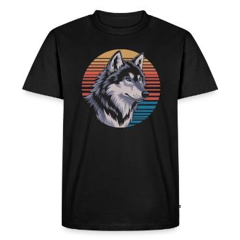 Majestic wolf before sunset - Men's Premium Organic T-Shirt - black - Front - Nico (187cm)