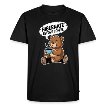 Cozy bear before coffee time - Men's Premium Organic T-Shirt - black - Front - Nico (187cm)