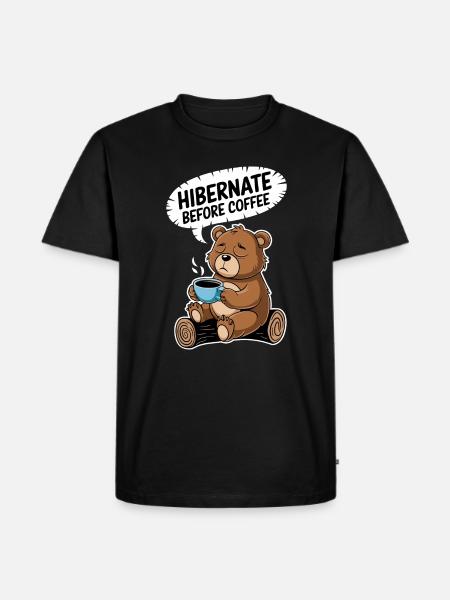Gemütlicher Bär Vor Kaffeezeit - Männer Premium Bio T-Shirt - Schwarz
