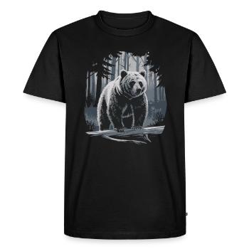 Impressionnant ours dans la forêt motif de la nature - T-shirt Premium bio Homme - noir - Devant - Nico (187cm)