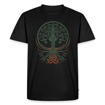 Arbre de vie néo-celtique aux racines entrelacées - T-shirt Premium bio Homme - noir - Devant - Nico (187cm)