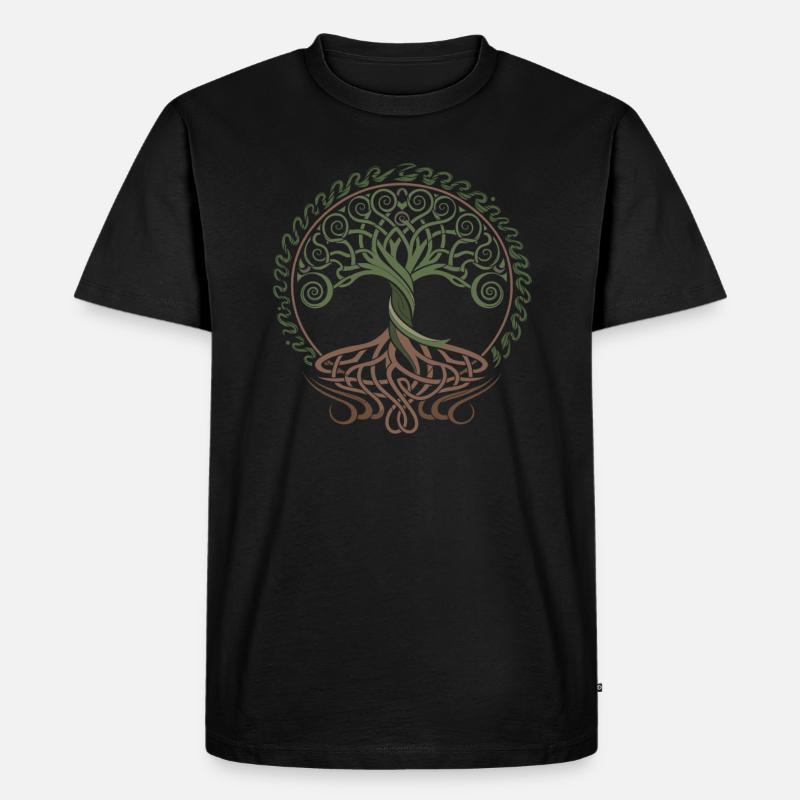 Neo Celtic Lebensbaum Symbolik - Männer Premium Bio T-Shirt - Schwarz