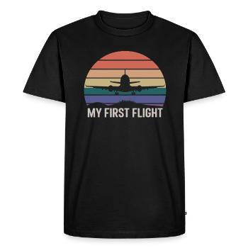 My First Flight Retro Airplane Adventure - Men's Premium Organic T-Shirt - black - Front - Nico (187cm)