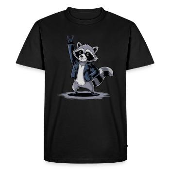 Raton laveur à bascule avec veste en cuir et ambiance cool - T-shirt Premium bio Homme - noir - Devant - Nico (187cm)