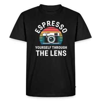 Unfold Through the Lens Photographer - Men's Premium Organic T-Shirt - black - Front - Nico (187cm)