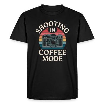 Photographe en mode café Prise de vue en mode café - T-shirt Premium bio Homme - noir - Devant - Nico (187cm)