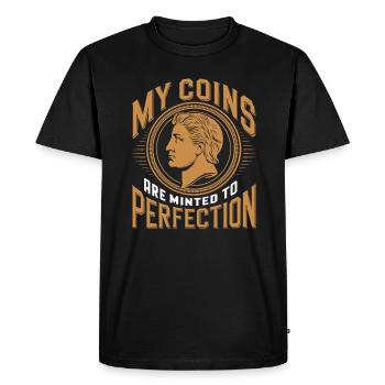 Mes pièces sont parfaitement frappées - T-shirt Premium bio Homme - noir - Devant - Nico (187cm)