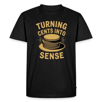 Turning Cents Into Sense motif for bargain hunters - Men's Premium Organic T-Shirt - black - Front - Nico (187cm)