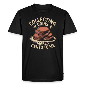 Collecting coins earns me pennies - Men's Premium Organic T-Shirt - black - Front - Nico (187cm)