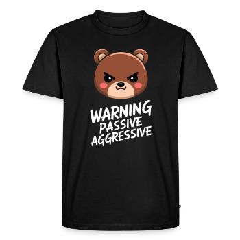 Avertissement passif agressif ours Illustration - T-shirt Premium bio Homme - noir - Devant - Nico (187cm)